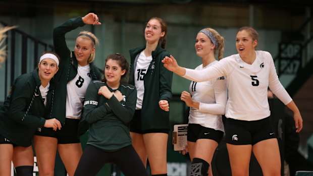 Michigan State volleyball (PHOTO:  MSU SID)